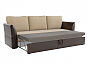 Диван прямой Гесен Рогожка Бежевый Экокожа Коричневый