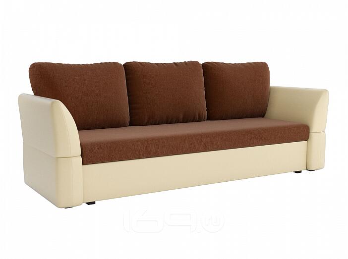 Диван прямой Гесен Рогожка Коричневый Экокожа Бежевый
