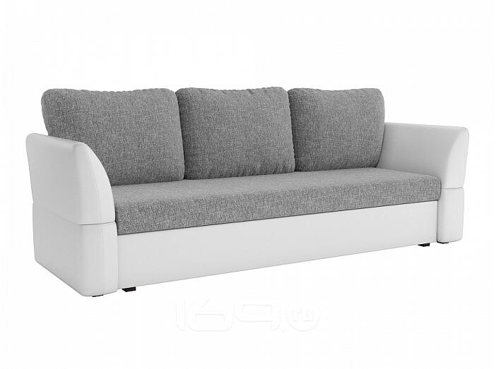 Диван прямой Гесен Рогожка Серый Экокожа Белый