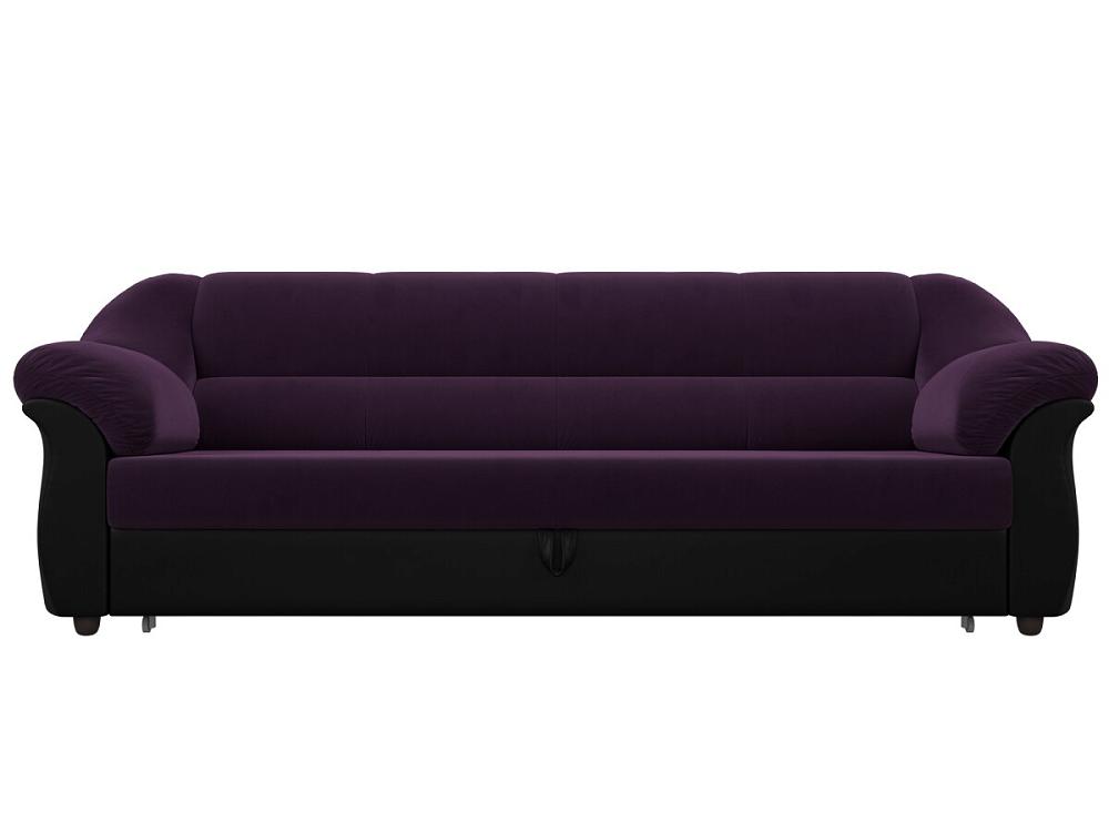 Диван прямой Карнелла Велюр Фиолетовый Экокожа Черный кровать интерьерная ларго микровельвет фиолетовый 160х200