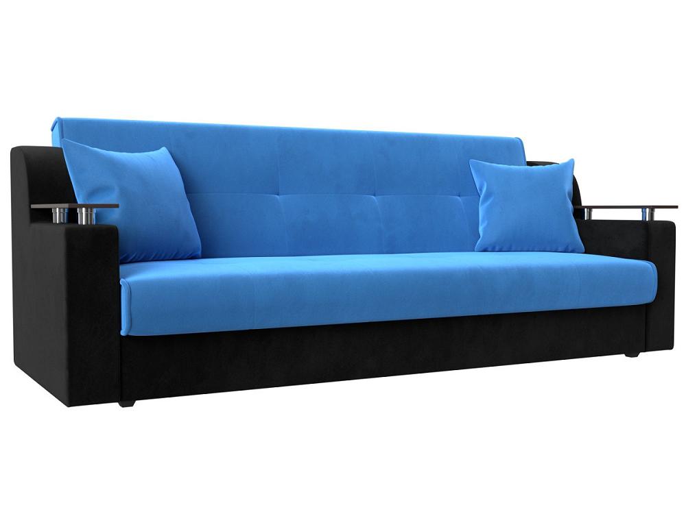 Прямой диван книжка Сенатор Велюр Голубой/Чёрный кресло для геймеров a4tech x7 gg 1200 чёрный голубой