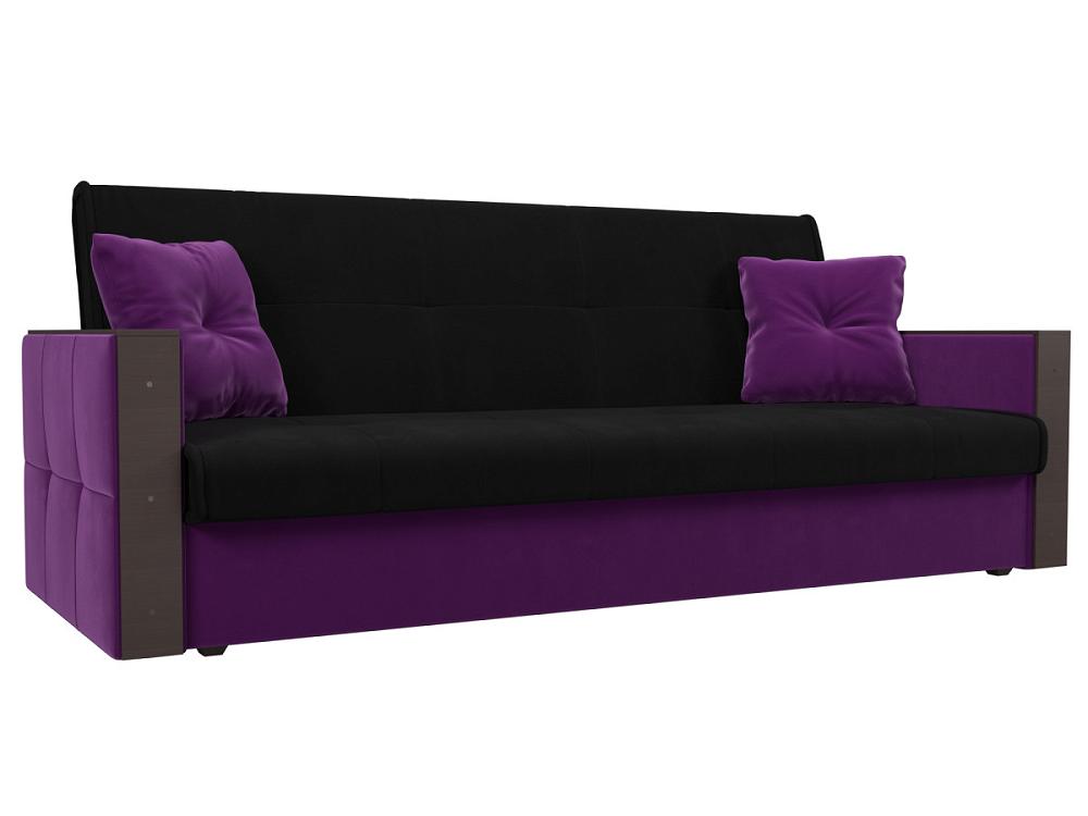 Прямой диван книжка Валенсия Микровельвет Чёрный/Фиолетовый saival classic рефлекс комплект светоотражающий для собак поводок шлейка чёрный