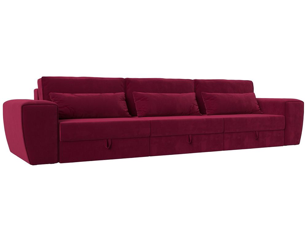 Прямой диван Лига-008 Long Микровельвет Бордовый косметичка на фермуаре вишневый