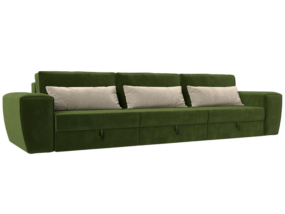 Прямой диван Лига-008 Long Микровельвет Зеленый/Бежевый_2 кровать интерьерная кариба велюр зеленый