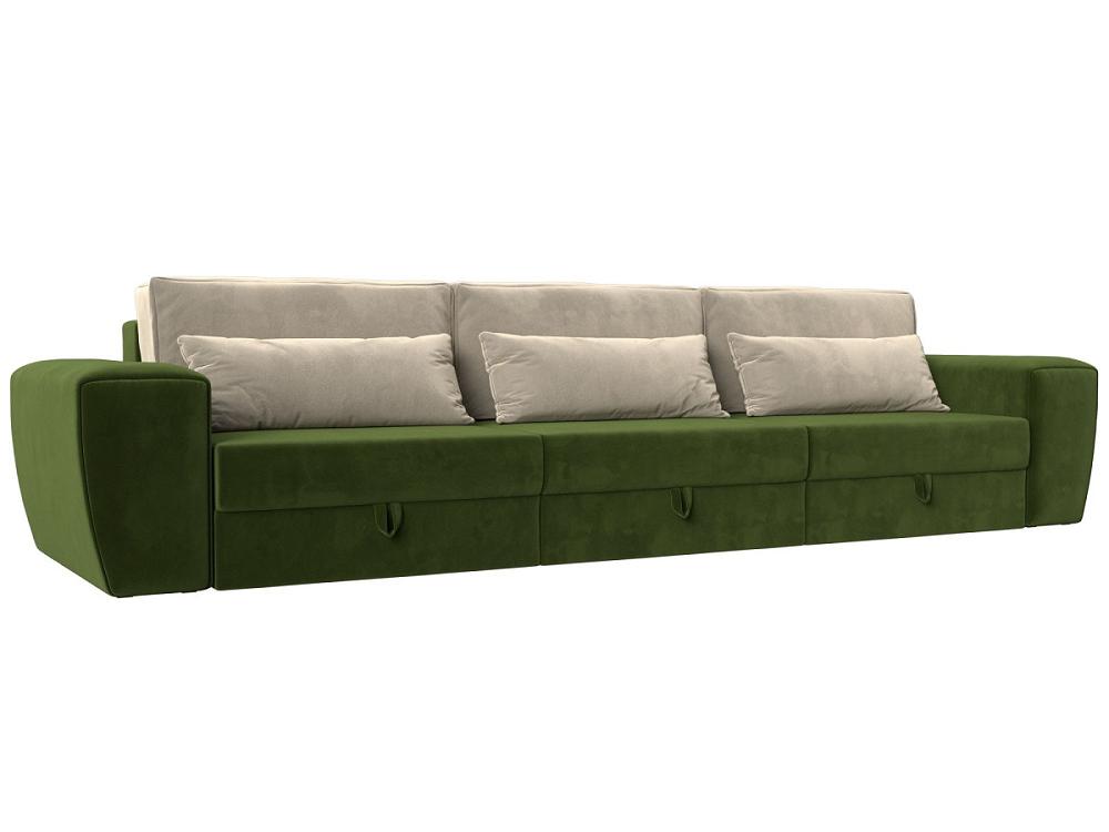 Прямой диван Лига-008 Long Микровельвет Зеленый/Бежевый чай травяной зелёный круг травы очищающие листовой 75 г