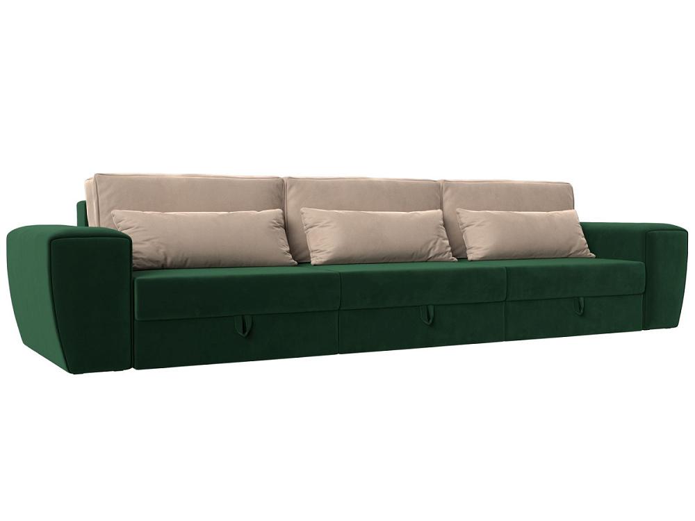 Прямой диван Лига-008 Long Велюр Зеленый/Бежевый кровать интерьерная лотос микровельвет зеленый