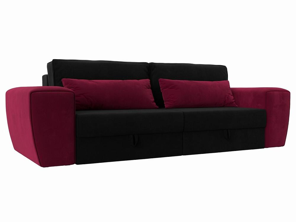 Прямой диван Лига-008 Микровельвет Черный/Бордовый кресло мешок микровельвет бордовый микровельвет xl