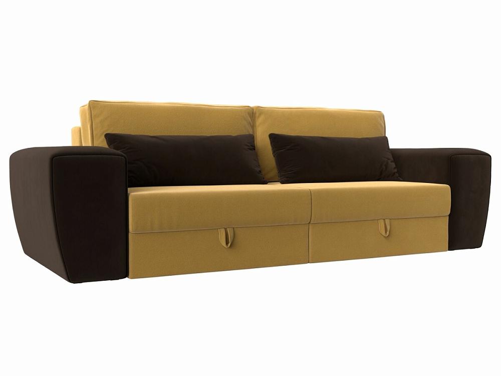 Прямой диван Лига-008 Микровельвет Желтый/Коричневый шар для грызунов 12 см желтый