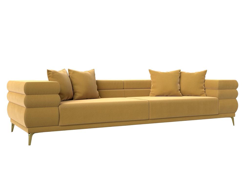 Прямой диван Лига-021 Микровельвет Желтый пуфик колобок желтый