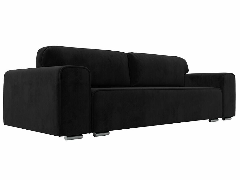Прямой диван Лига-029 Велюр Чёрный Браво 121016, цвет черный