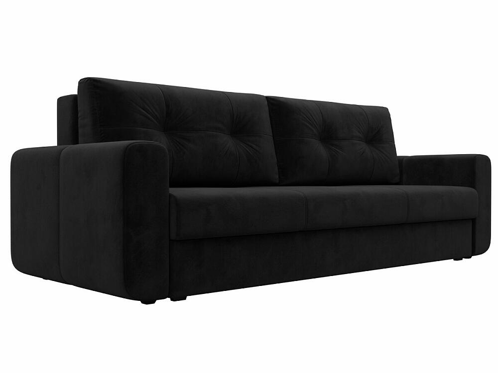 Прямой диван Лига-031 Велюр Чёрный Браво 121260, цвет черный