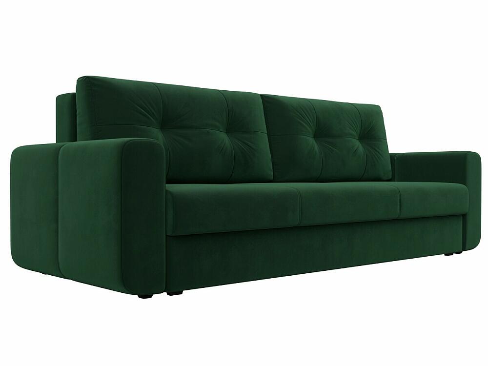 Прямой диван Лига-031 Велюр Зелёный кошелёк на молниях зелёный