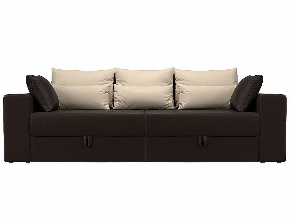 

Прямой диван Мэдисон Экокожа Коричневый с бежевыми подушками, Коричневый/бежевый
