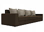 Диван прямой Майами Long Микровельвет Коричневый с бежевыми подушками