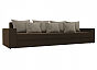 Диван прямой Майами Long Микровельвет Коричневый с бежевыми подушками
