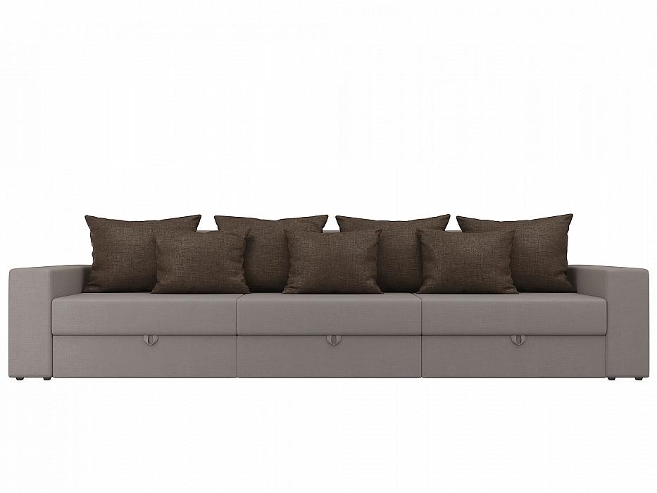 Прямой диван Мэдисон long Рогожка Бежевый с коричневыми подушками Браво Д-086-0117, цвет бежевый/коричневый - фото 1