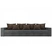 Диван прямой Мэдисон Long Рогожка Серый с коричневыми подушками
