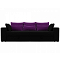 Диван прямой Майами Микровельвет Черный с фиолетовыми подушками