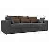 Диван прямой Майами Рогожка Серый с коричневыми подушками