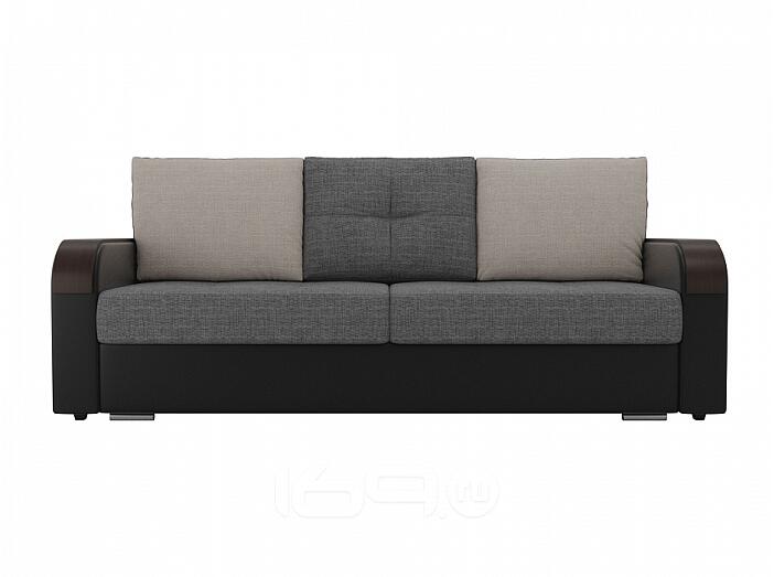 Диван прямой Мейсон Рогожка Серый Экокожа Черный