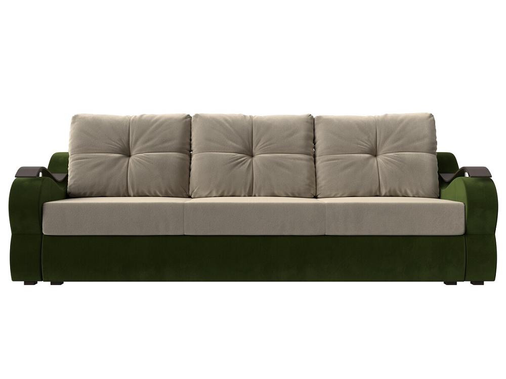 Прямой диван Меркурий  Микровельвет Бежевый-Зеленый сучкорез прямого реза ми 500 мм деревянные рукоятки