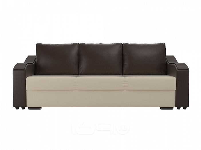 Диван прямой Монако Экокожа Бежевый Коричневый