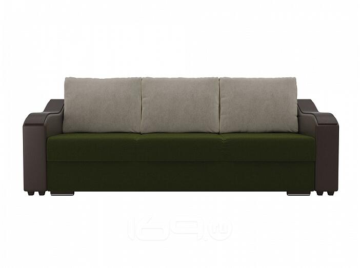 Диван прямой Монако Микровельвет Зеленый Коричневый