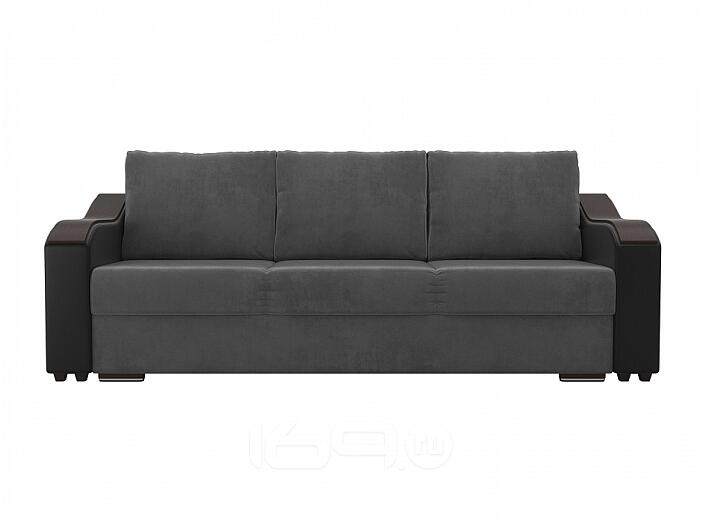 Диван прямой Монако Велюр Серый Черный