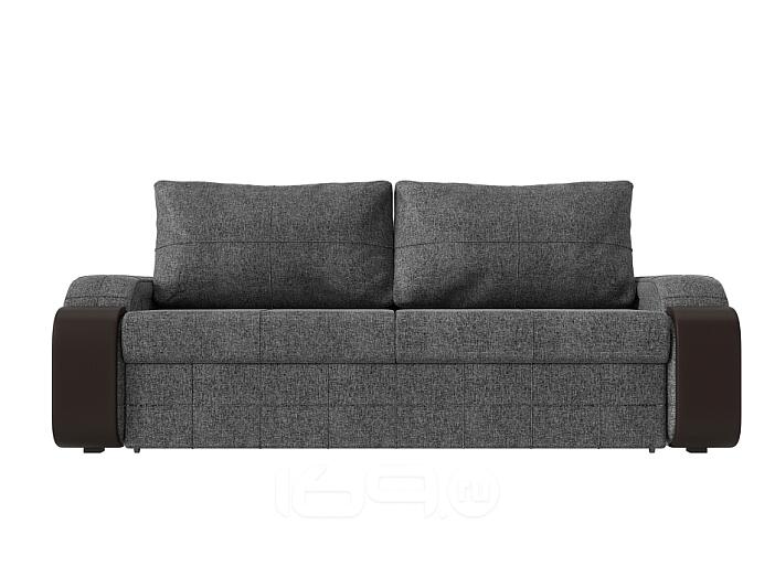 Диван прямой Николь Рогожка Серый Экокожа Коричневый