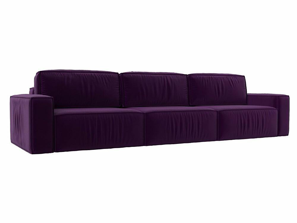 Прямой диван Прага Классик лонг Микровельвет Фиолетовый Браво 121056
