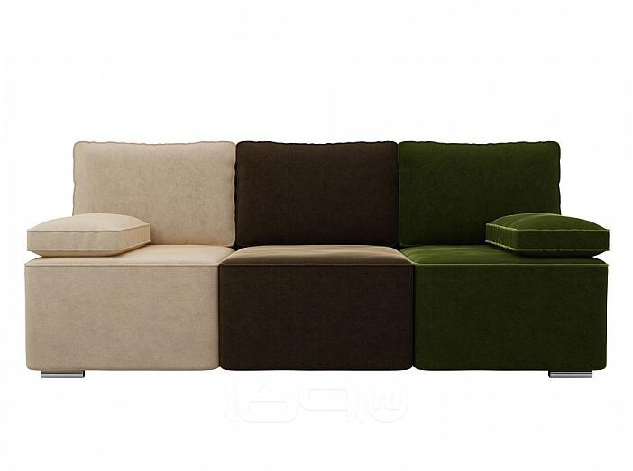 Диван прямой Радуга Вельвет Бежевый Коричневый Зеленый