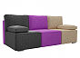 Диван прямой Радуга Вельвет Черный Фиолетовый Бежевый