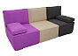 Диван прямой Радуга Вельвет Фиолетовый Бежевый Черный