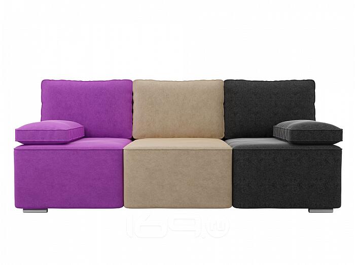 Диван прямой Радуга Вельвет Фиолетовый Бежевый Черный