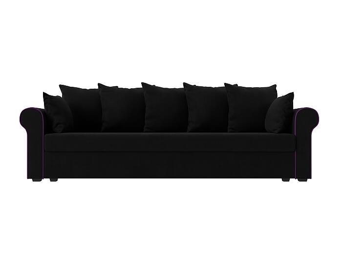 Прямой диван Рейн микровельвет черный кант фиолетовый