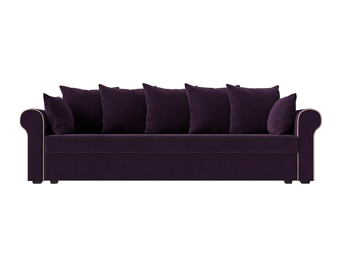 Прямой диван Рейн велюр фиолетовый кант бежевый