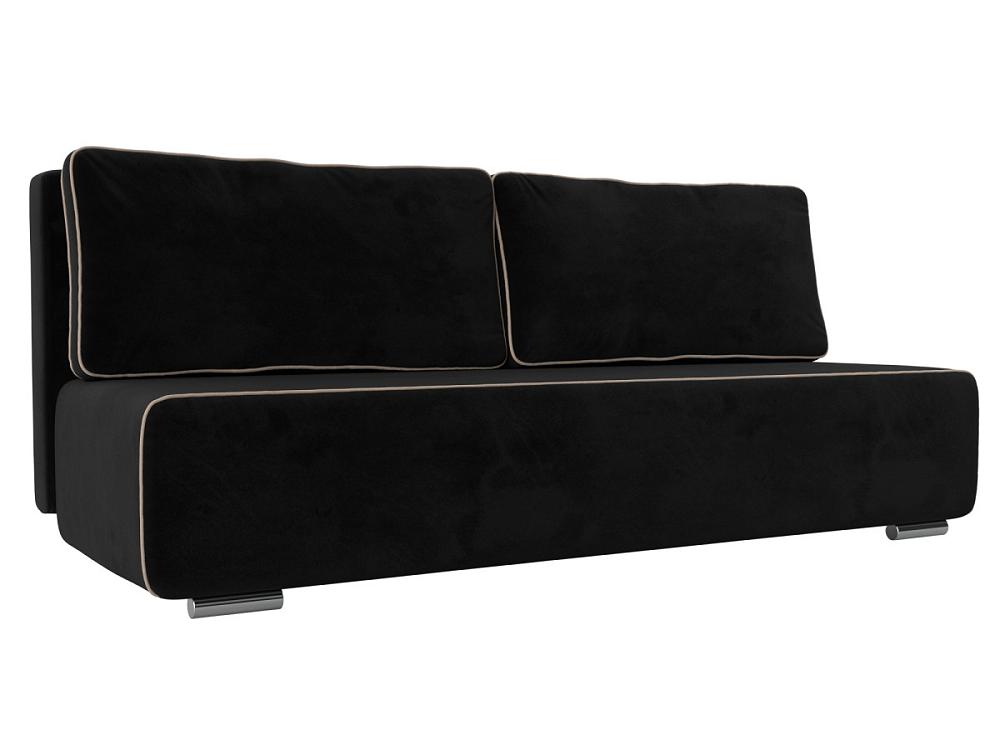 Прямой диван Уно Велюр Чёрный/Бежевый комплект ошейник 36 56х2 5 см и поводок 130х1 5 см бежевый и чёрный