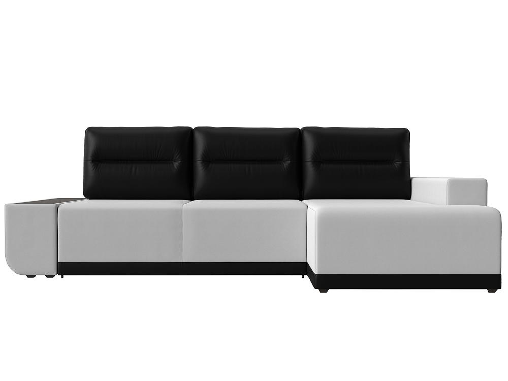 Диван угловой правый Чикаго экокожа белый подушки черный кухонный стол чикаго dt 964 белый матовый cветлое дерево