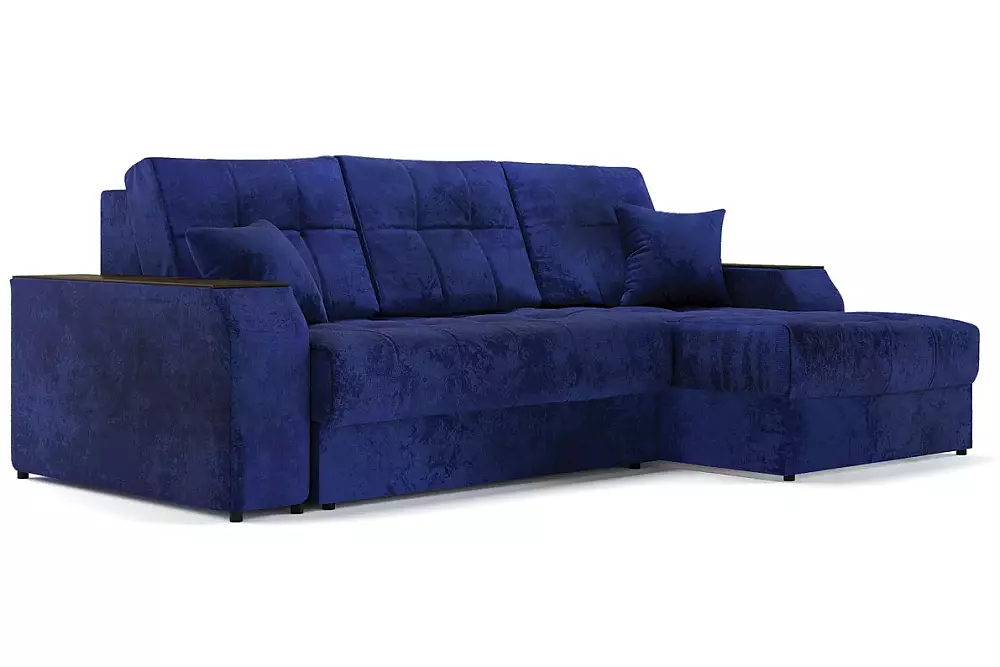 Диван-кровать угловой Лас-Вега (07) правый синий стул седа велюр синий