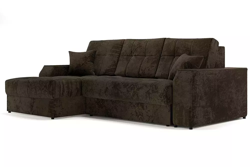 прямой диван мебелик вега 10 ткань бирюза каркас орех п0005650 Диван-кровать угловой Лас-Вега (10) левый коричневый