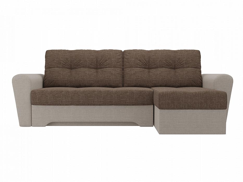 

Диван угловой Амстердам правый Рогожка Коричневый Бежевый, Коричневый/бежевый;коричневый