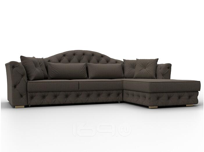 Диван угловой артис рогожка правый угол амур 05 коричневый дельфин