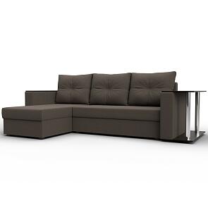 Диван угловой атланта со столом левый угол амур 05 коричневый еврокнижка