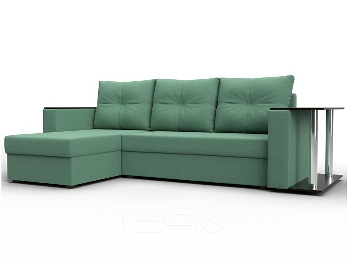Диван угловой атланта со столом левый угол амур 11 зеленый еврокнижка