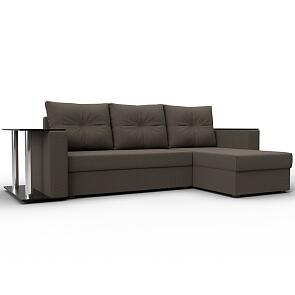 Диван угловой атланта со столом правый угол амур 05 коричневый еврокнижка