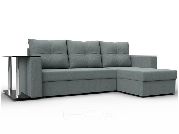 Диван угловой атланта со столом правый угол амур 07 серый еврокнижка