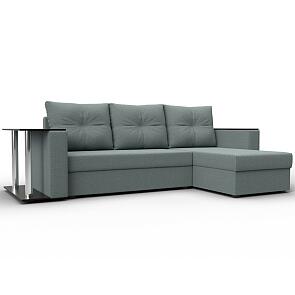 Диван угловой атланта со столом правый угол амур 07 серый еврокнижка