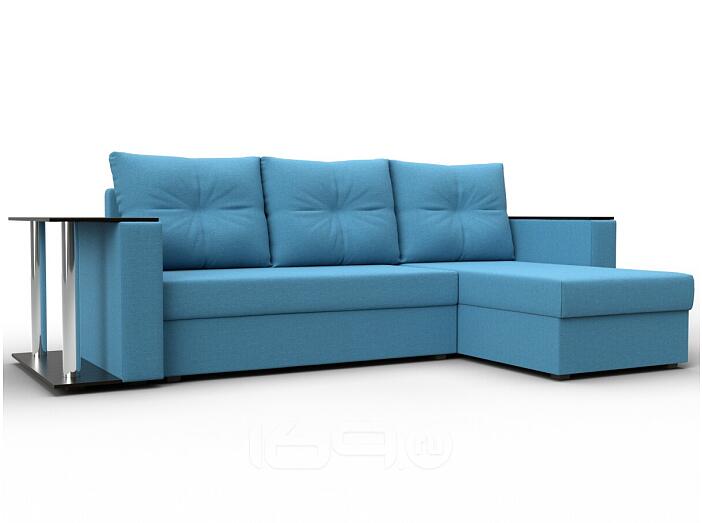 Диван угловой атланта со столом правый угол амур 10 голубой еврокнижка