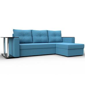 Диван угловой атланта со столом правый угол амур 10 голубой еврокнижка