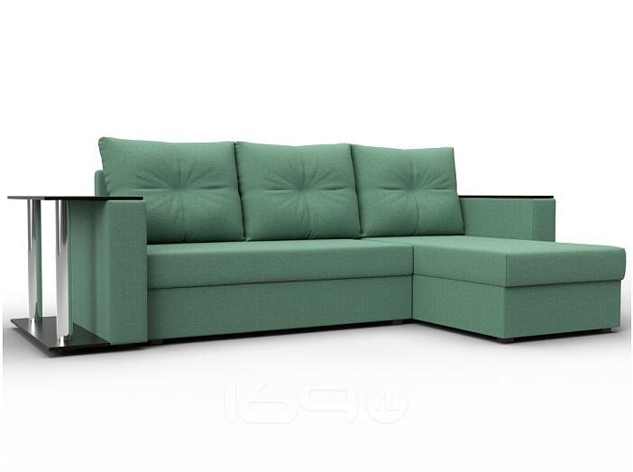 Диван угловой атланта со столом правый угол амур 11 зеленый еврокнижка